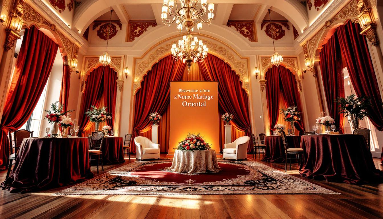 Salle de réception décorée pour mariage oriental à Lyon