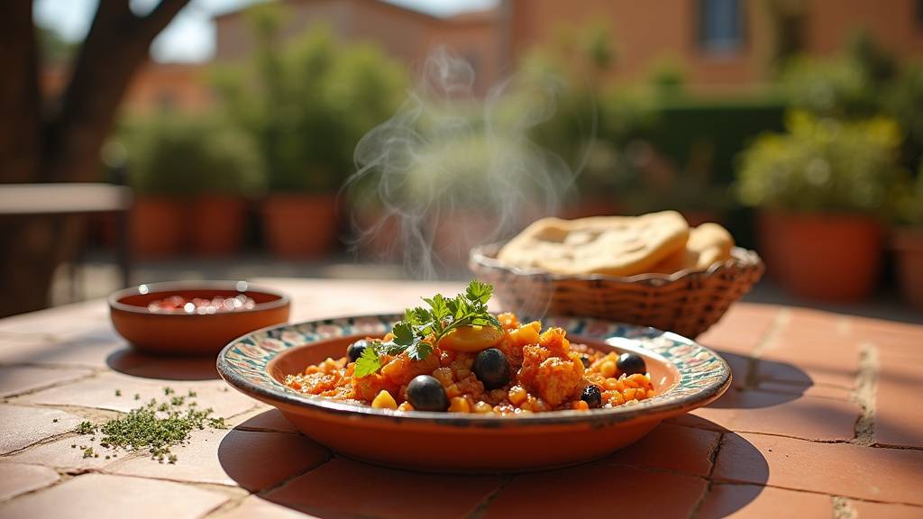 Assortiment de plats indiens halal, avec du curry, du riz et des naans