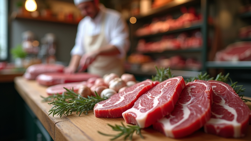 Quartier commerçant de Castries avec boucheries halal