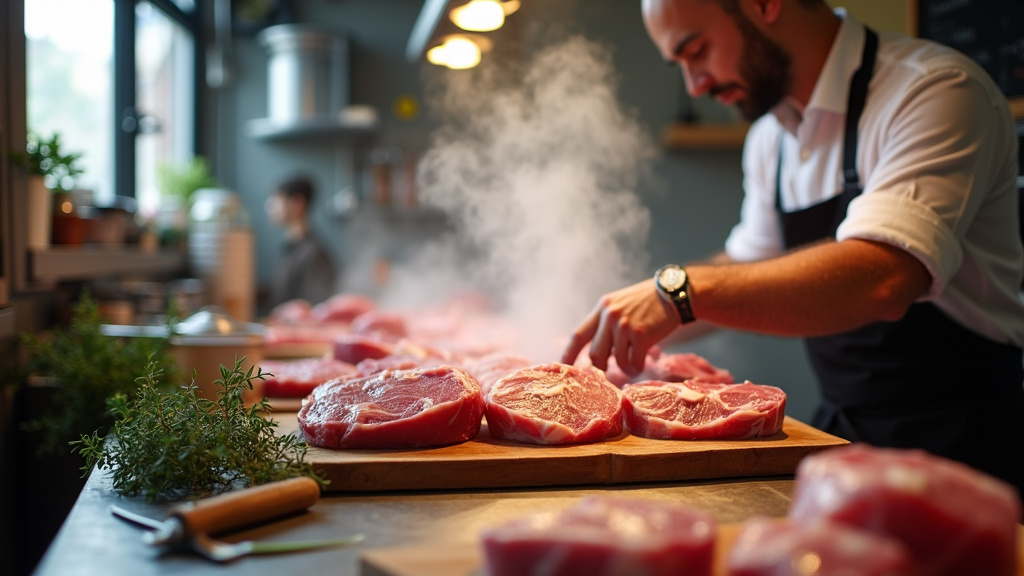 Étal de la boucherie Lakhal Family à Saint-Quentin