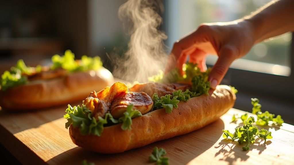 Sandwich halal créatif avec influences marocaines