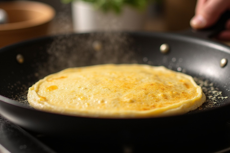 Cuisson des crêpes dans une poêle antiadhésive