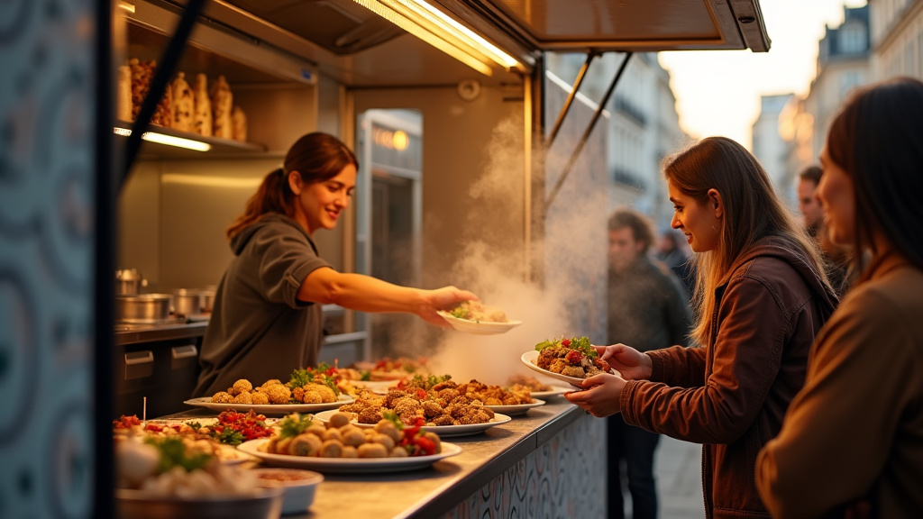 Client satisfait dégustant un burger halal dans un fast-food moderne en 2026