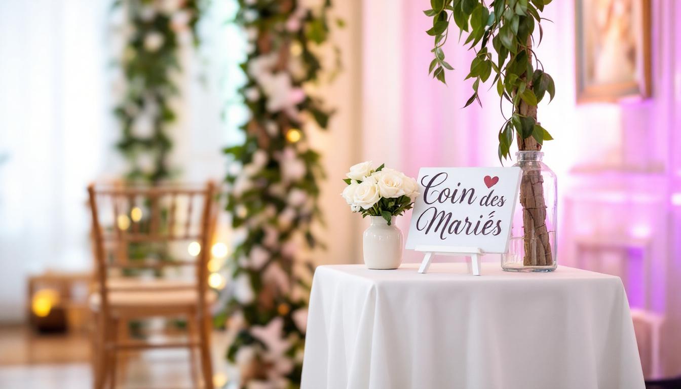 Formule coin des mariés complète avec trône doré et décoration orientale