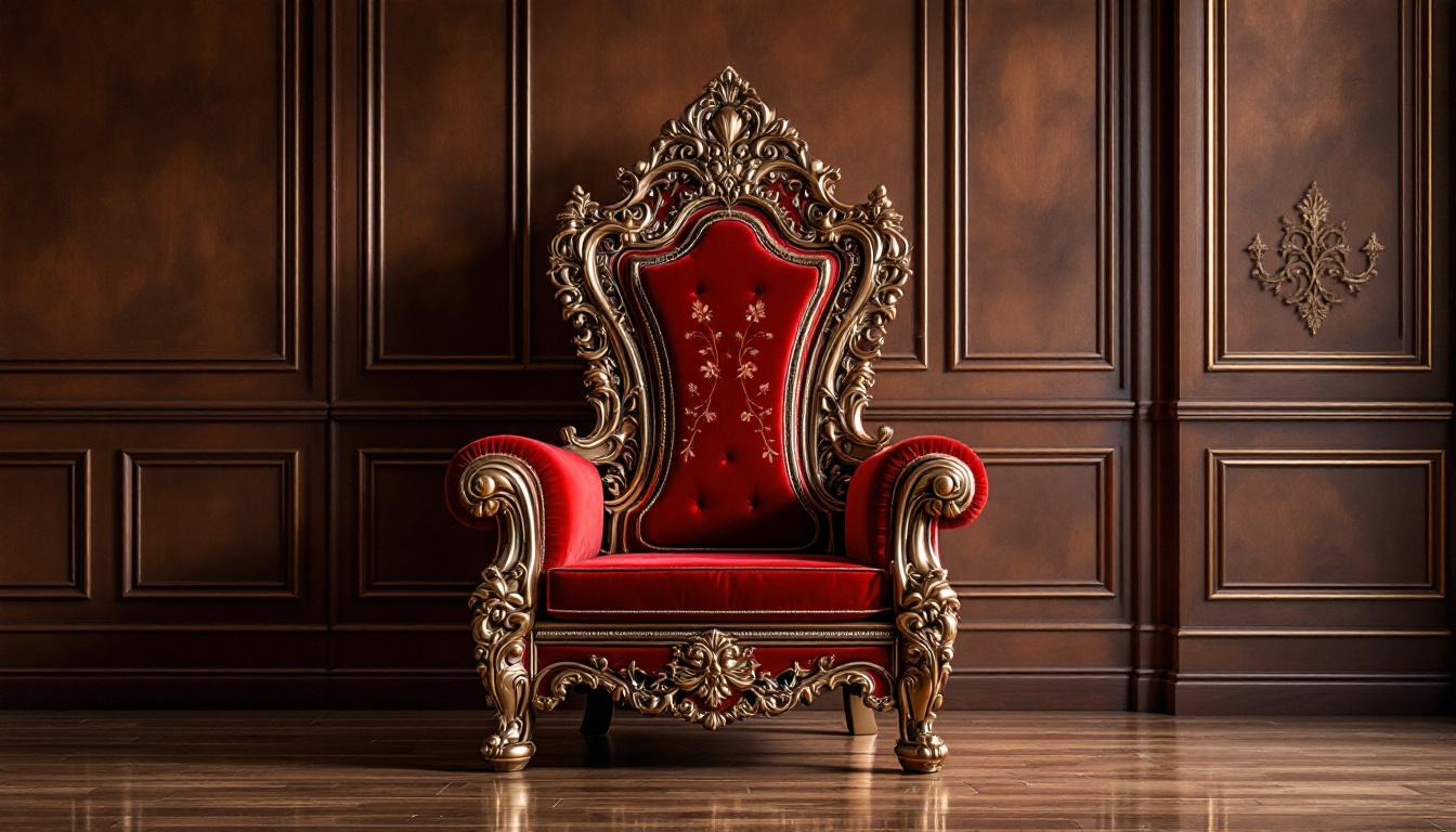 Trône de mariage oriental baroque doré dans une salle de réception à Vénissieux