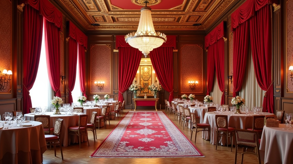 Salle de mariage oriental avec décoration somptueuse et espace de prière à Lyon