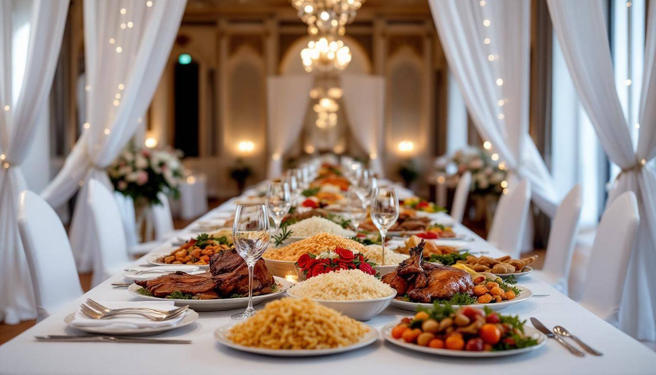 Buffet de mariage halal avec spécialités orientales à Lyon