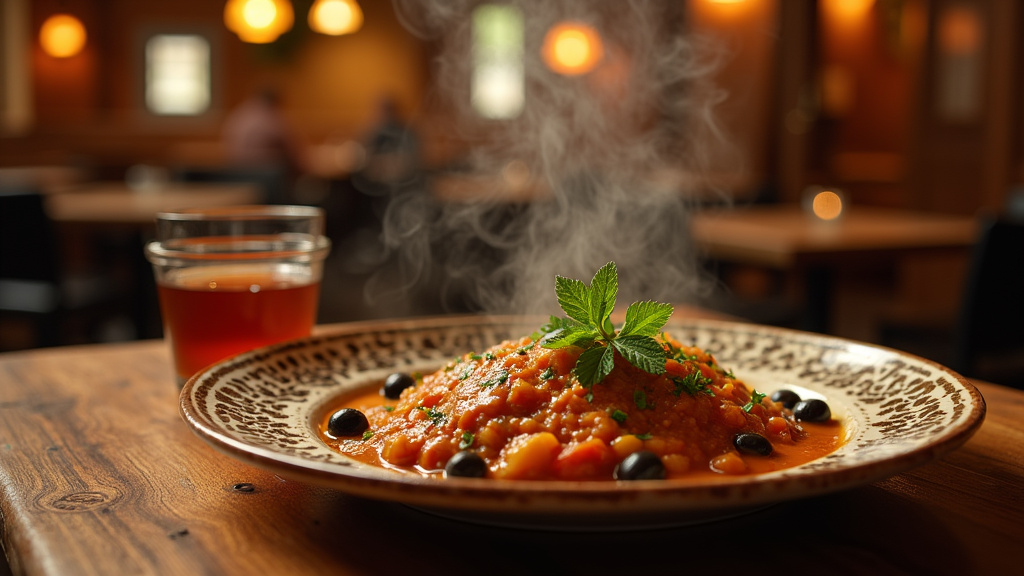 Intérieur élégant d'un restaurant halal à Bruxelles avec décoration orientale