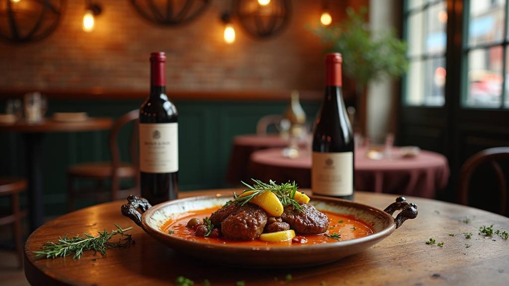 Plat de cuisine halal française joliment présenté, avec des ingrédients frais.