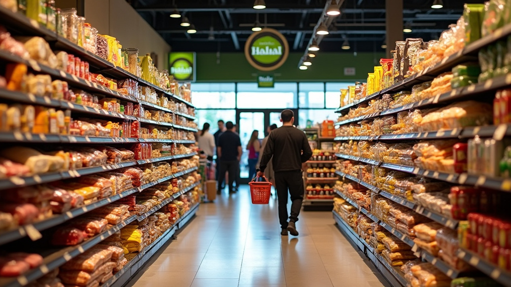 Rayon spécialisé halal dans un grand magasin français
