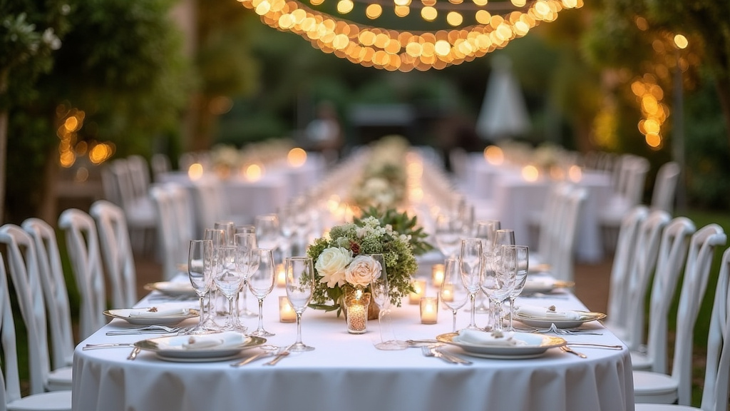 Négociation professionnelle pour location de matériel de mariage avec catalogues et devis