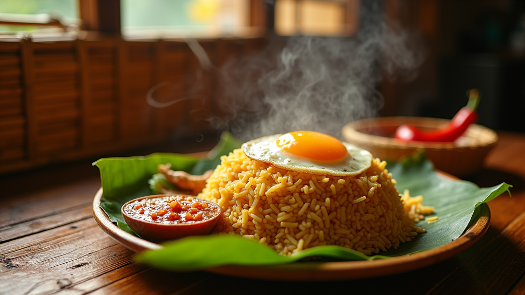 Rue animée de Jakarta avec restaurants indonésiens halal