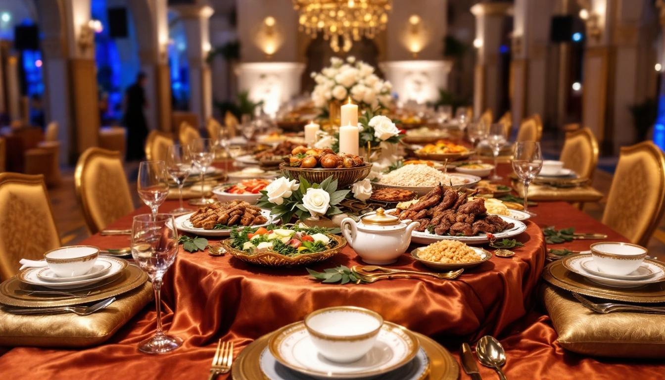 Buffet de mariage oriental avec spécialités halal à Saint-Étienne