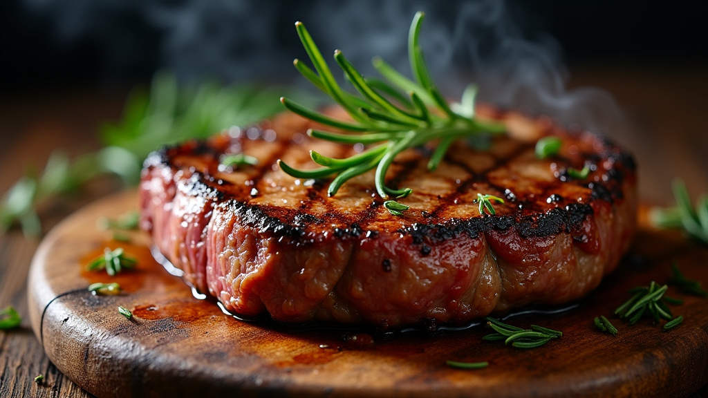 Cuisson de steak halal sur un gril extérieur